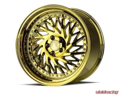 AodHan Wheels DS03 Wheel 18x9.5 (Passenger Side) 5x114.3 30 Gold Vacuum with Chrome Rivets - DS318955114330VG_P