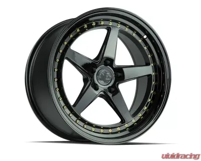 AodHan Wheels DS05 Wheel 18x8.5 5x114.3 35 Gloss Black With Gold Rivets - DS51885511435GB