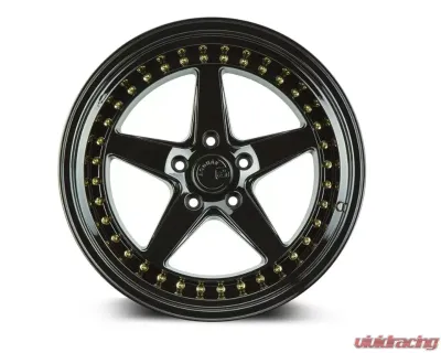 AodHan Wheels DS05 Wheel 18x8.5 5x114.3 35 Gloss Black With Gold Rivets - DS51885511435GB