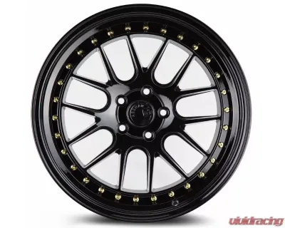 AodHan Wheels DS06 Wheel 18x9.5 5x114.3 15 Gloss Black with Gold Rivets - DS61895511415GB