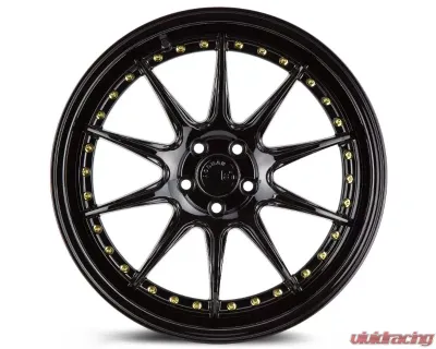 AodHan Wheels DS07 Wheel 19x11 5x114.3 22 Gloss Black with Gold Rivets - DS71911511422GB