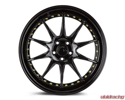 AodHan Wheels DS07 Wheels 5x114.3 19x9.5 35 Gloss Black w/ Gold Rivets - DS71985511435GB