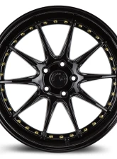 AodHan Wheels DS07 Wheels 5x114.3 19x8.5 30 Gloss Black w/ Gold Rivets                                     - DS71995511430GB - Image 2