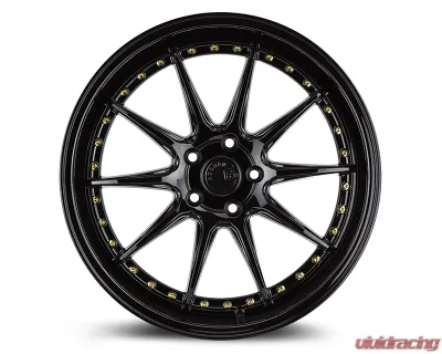 AodHan Wheels DS07 Wheels 5x114.3 19x8.5 30 Gloss Black w/ Gold Rivets - DS71995511430GB