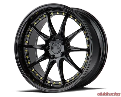 AodHan Wheels DS07 Wheels 5x114.3 19x8.5 30 Gloss Black w/ Gold Rivets - DS71995511430GB