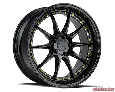 AodHan Wheels DS07 Wheels 5x114.3 19x8.5 30 Gloss Black w/ Gold Rivets - DS71995511430GB