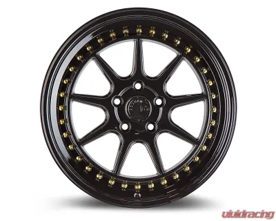 AodHan Wheels DS-X Wheels 5x114.3 18x10.5 22 Gloss Black w/ Gold Rivets - DSX18105511422GB