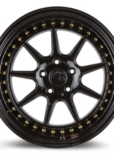 AodHan Wheels DS-X Wheels 5x114.3 18x9.5 35 Gloss Black w/ Gold Rivets                                     - DSX1885511435GB - Image 2