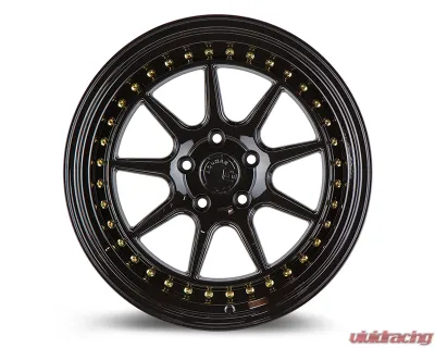 AodHan Wheels DS-X Wheels 5x114.3 18x9.5 35 Gloss Black w/ Gold Rivets - DSX1885511435GB