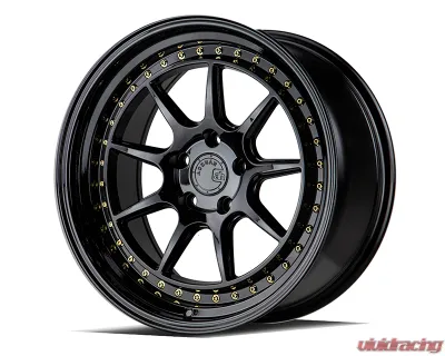 AodHan Wheels DS-X Wheels 5x114.3 18x9.5 35 Gloss Black w/ Gold Rivets - DSX1885511435GB