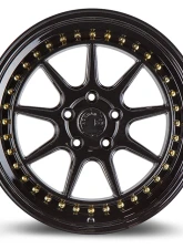 AodHan Wheels DS-X Wheels 5x114.3 18x9.5 22 Gloss Black w/ Gold Rivets                                     - DSX1895511422GB - Image 2