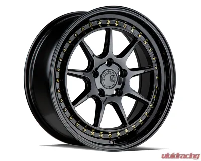 AodHan Wheels DS-X Wheels 5x114.3 18x9.5 22 Gloss Black w/ Gold Rivets - DSX1895511422GB