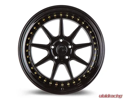 AodHan Wheels DS-X Wheels 5x114.3 19x9.5 35 Gloss Black w/ Gold Rivets - DSX1985511435GB