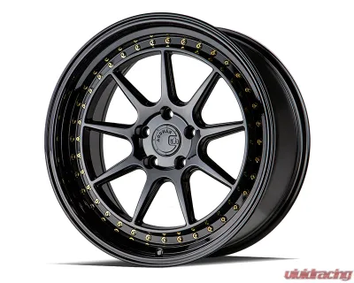AodHan Wheels DS-X Wheels 5x114.3 19x9.5 35 Gloss Black w/ Gold Rivets - DSX1985511435GB