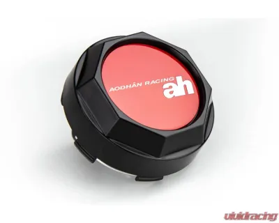 AodHan Wheels Raised Center Cap Matte Black w/ Red Decal - AH_Cap_BK1