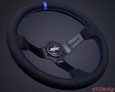 DND Performance 75mm Alcantara Blue Stitch Race Steering Wheel - ARW-BLU