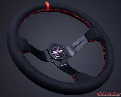 DND Performance 75mm Alcantara Red Stitch Race Steering Wheel - ARW-RD