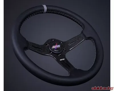 DND Performance 60mm Carbon Fiber Leather Gray Stitch Race Steering Wheel - CFLRW-GR
