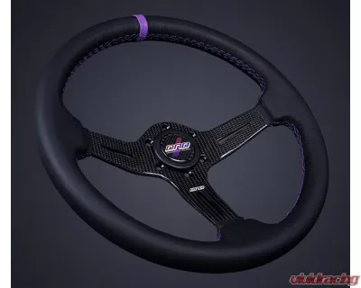 DND Performance 60mm Carbon Fiber Leather Purple Stitch Race Steering Wheel - CFLRW-PR