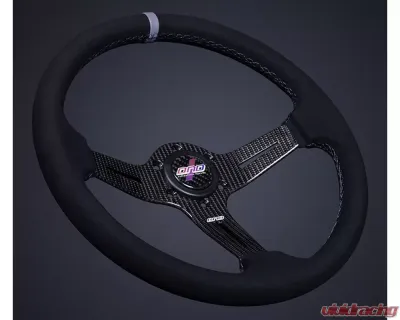 DND Performance 60mm Carbon Fiber Suede Gray Stitch Race Steering Wheel - CFSRW-GR