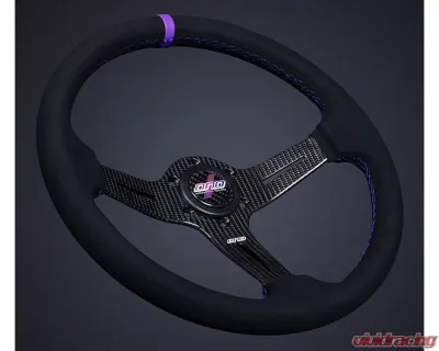 DND Performance 60mm Carbon Fiber Suede Purple Stitch Race Steering Wheel - CFSRW-PR