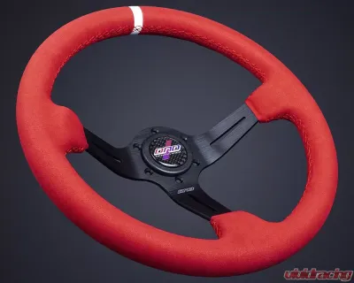 DND Performance Full Colored Red Alcantara Race Steering Wheel - FCAW-RD