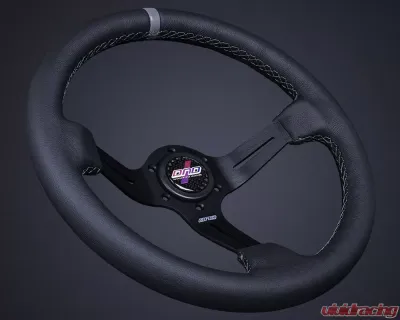 DND Performance 75mm Leather Gray Stitch Race Steering Wheel - LRW-GR