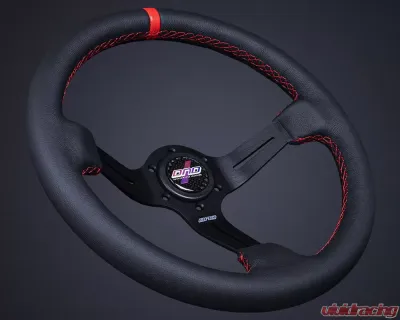 DND Performance 75mm Leather Red Stitch Race Steering Wheel - LRW-RD