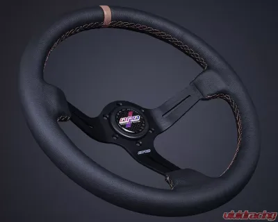 DND Performance 75mm Leather Tan Stitch Race Steering Wheel - LRW-TN