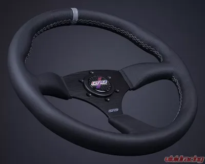 DND Performance 50mm Leather Gray Stitch Touring Steering Wheel - LTW-GR