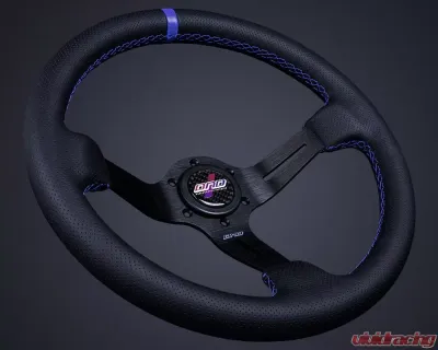DND Performance 75mm Blue Perforated Leather Race Steering Wheel - PRW-BL
