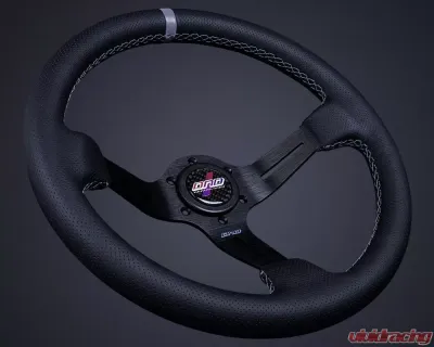DND Performance 75mm Gray Perforated Leather Race Steering Wheel - PRW-GR