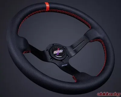 DND Performance 75mm Red Perforated Leather Race Steering Wheel - PRW-RD