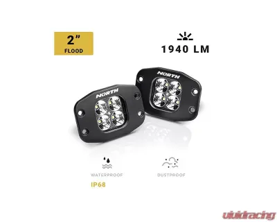 North Lights 2" Pair Flush Mount LED Flood Light - NRTH-FM-2-F