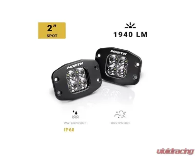 North Lights 2" Pair Flush Mount LED Spot Light - NRTH-FM-2-S