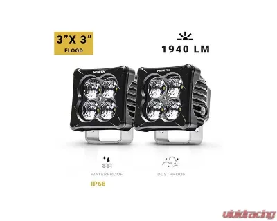 North Lights 3" Cube Pod Light w/ 2" Flood Beam LED Lights - NRTH-PD-2-F