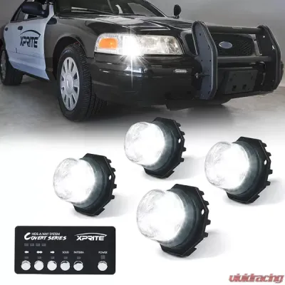 Xprite White Covert 4 Series Hide-A-Way LED Strobe Lights - 52013-4-W