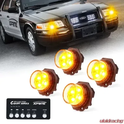 Xprite Amber Covert 4 Series Hide-A-Way LED Strobe Lights - 52013-4-Y