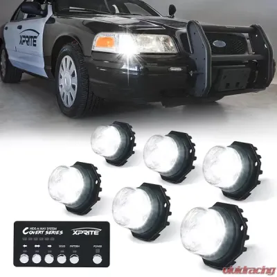 Xprite White Covert 6 Series Hide-A-Way LED Strobe Lights - 52013-6-W