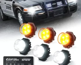 Xprite White/Amber Covert 6 Series Hide-A-Way LED Strobe Lights