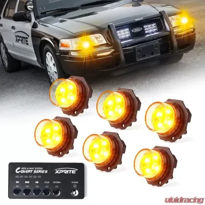Xprite Amber Covert 6 Series Hide-A-Way LED Strobe Lights - 52013-6-Y