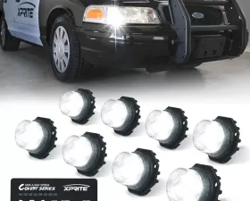 Xprite White Covert 8 Series Hide-A-Way LED Strobe Lights
