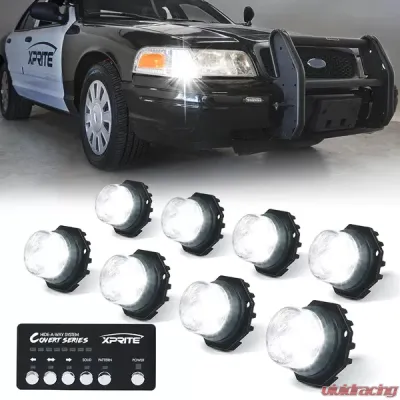Xprite White Covert 8 Series Hide-A-Way LED Strobe Lights - 52013-8-W