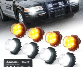 Xprite White/Amber Covert 8 Series Hide-A-Way LED Strobe Lights