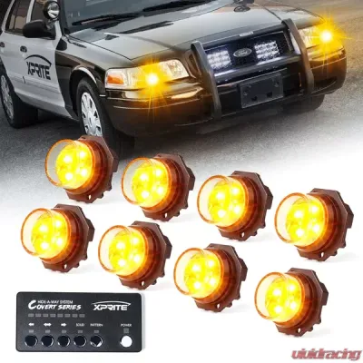 Xprite Amber Covert 8 Series Hide-A-Way LED Strobe Lights - 52013-8-Y