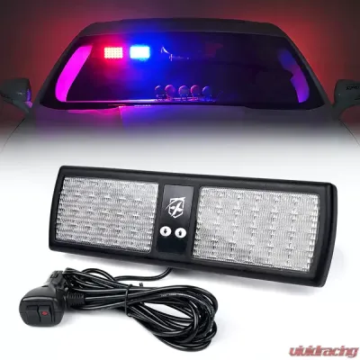 Xprite Red/Blue Decoy Series Windshield Visor 48 LED Strobe Lights - 52019-RB