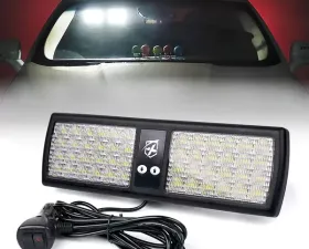 Xprite White Decoy Series Windshield Visor 48 LED Strobe Lights