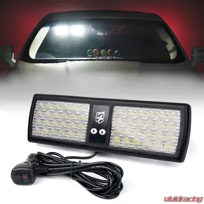 Xprite White Decoy Series Windshield Visor 48 LED Strobe Lights - 52019-W