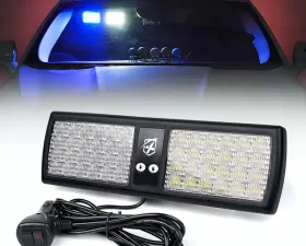 Xprite White/Blue Decoy Series Windshield Visor 48 LED Strobe Lights