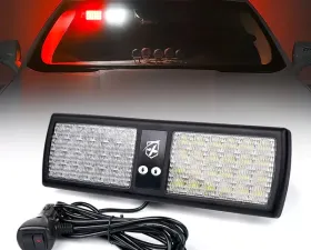Xprite White/Red Decoy Series Windshield Visor 48 LED Strobe Lights